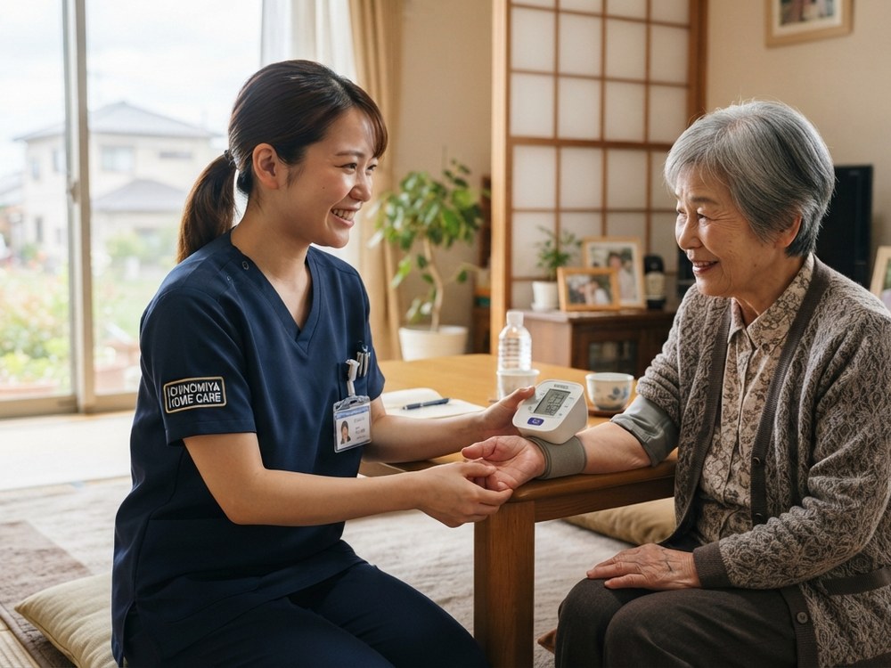 ご利用者とご家族が一緒に穏やかな時間を過ごしている様子